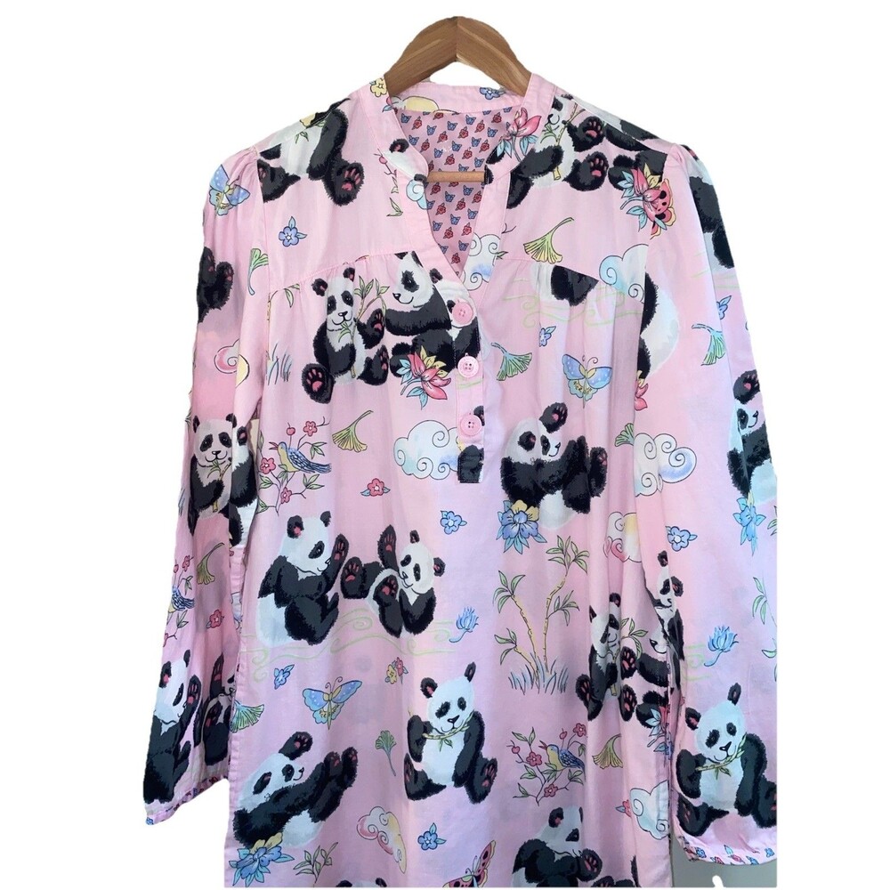 Nick & Nora Panda Cotton Nightgown Dress Pockets Whimsygoth Y2K Cottagecore L - Picture 12 of 13